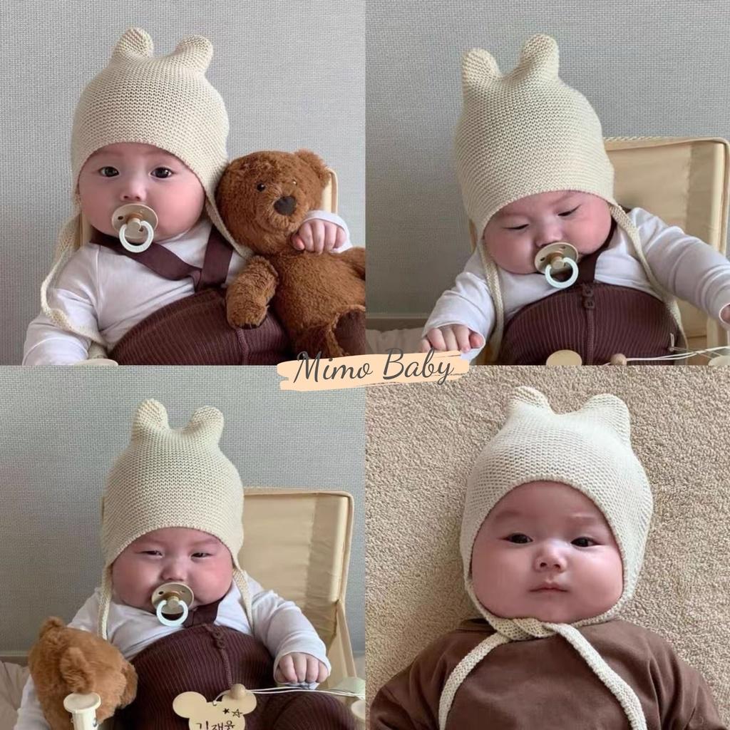 Mũ nón len cột dây màu trơn phong cách hàn quốc đáng yêu cho bé Mimo Baby ML60
