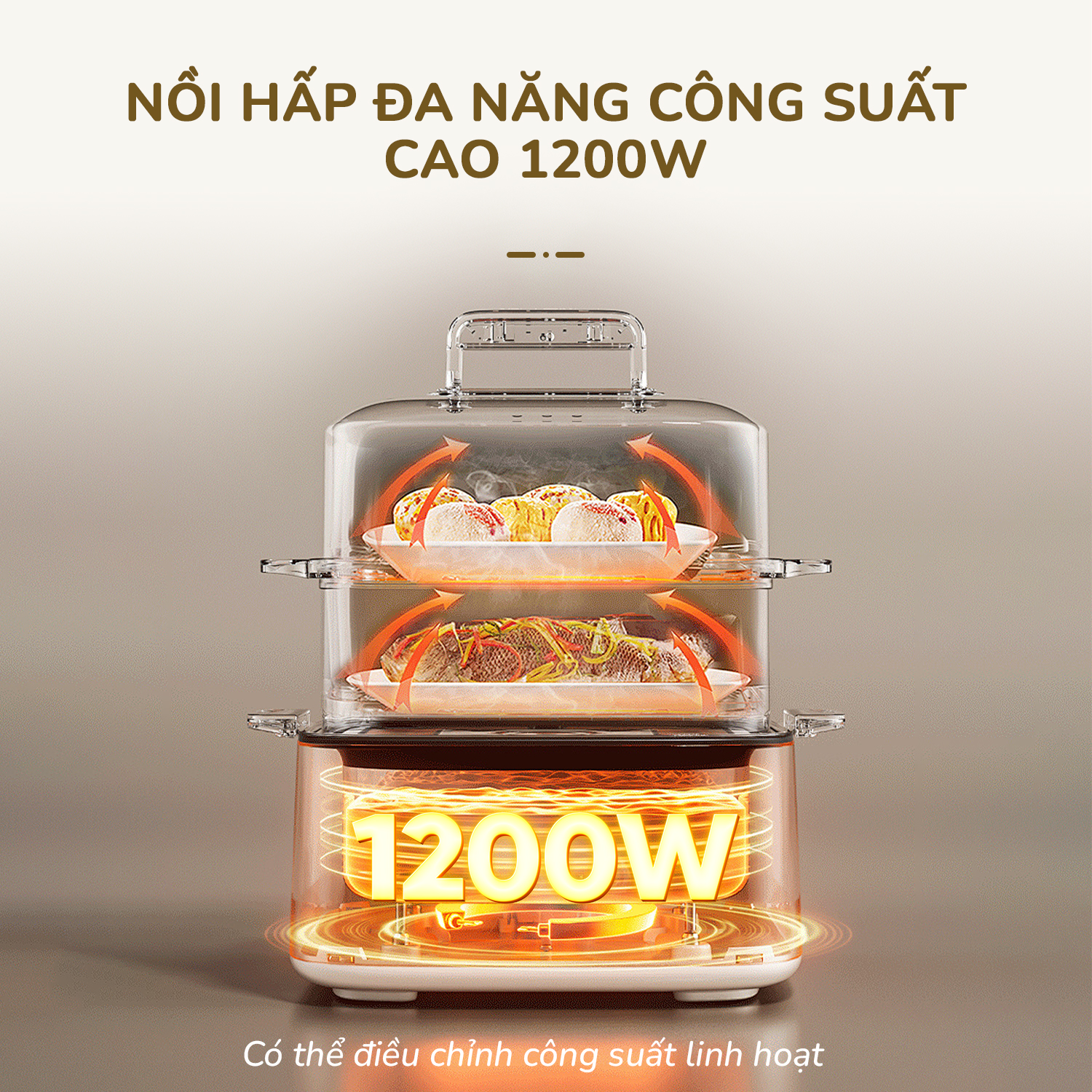 Nồi lẩu, hấp đa năng UNIE UE668, 8 chức năng, dung tích 10L, 2 tầng hấp, hấp gà nguyên con, hấp bên trên nấu bên dưới, Hàng chính hãng bảo hành 12 tháng
