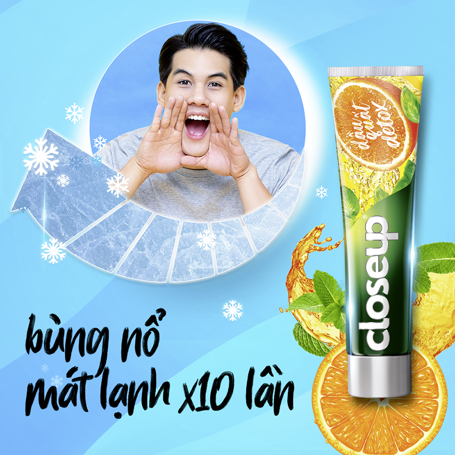 Combo 3 Kem đánh răng Closeup Trắng Răng Tự Nhiên Dầu Quất Detox 230 g
