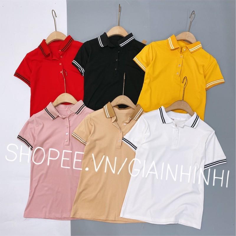 Áo thun ngắn tay cổ bẻ pha viền, Áo phông cổ bẻ tay cộc vải cotton co giãn AS1091 - NhiNhi Shop