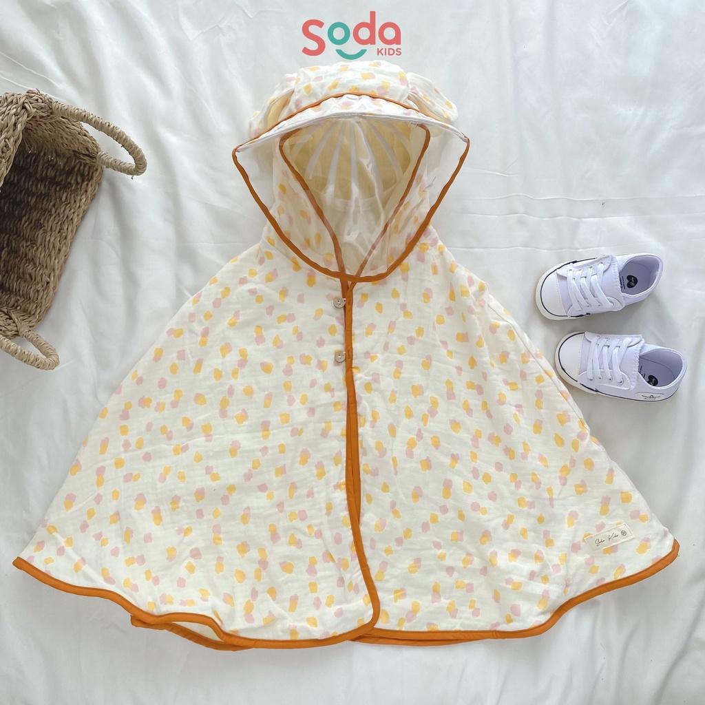 Áo choàng cho bé SODA KIDS chất liệu xô Muslin mềm, mát kèm tấm chắn bụi, giọt bắn