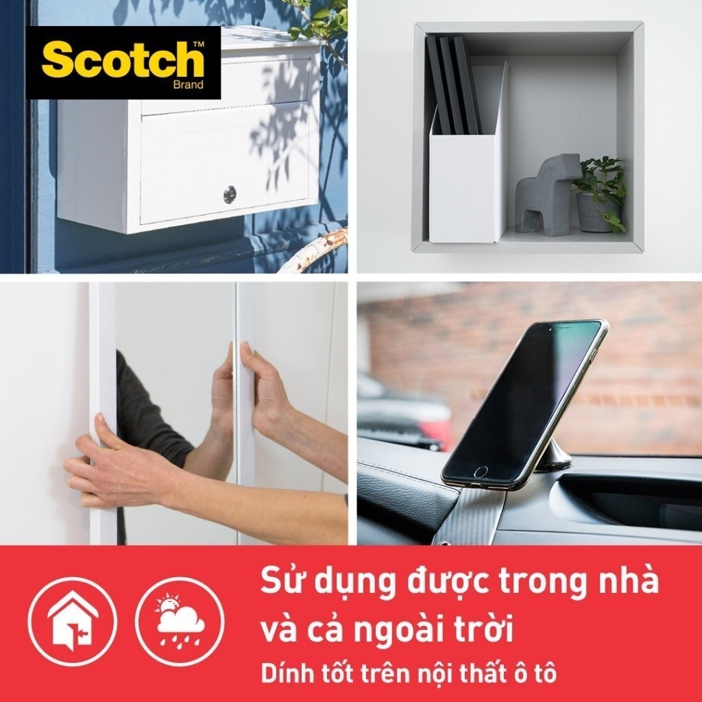 Băng dính hai mặt siêu chịu lực 3M Scotch  414-S19, 19mm x 1.5m, chịu trọng tải 6,7kg (1 cuộn)