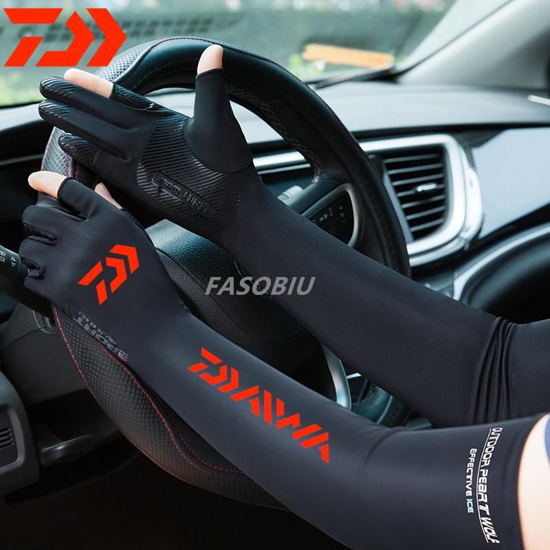 Mới Daiwa Găng Tay Chống Nắng UV Găng Tay Câu Cá Thoáng Khí Săn Bắn Chống Trơn Trượt Nhanh Khô Cắm Trại Đi Xe Đạp Ngón Tay Găng Tay Thể Thao