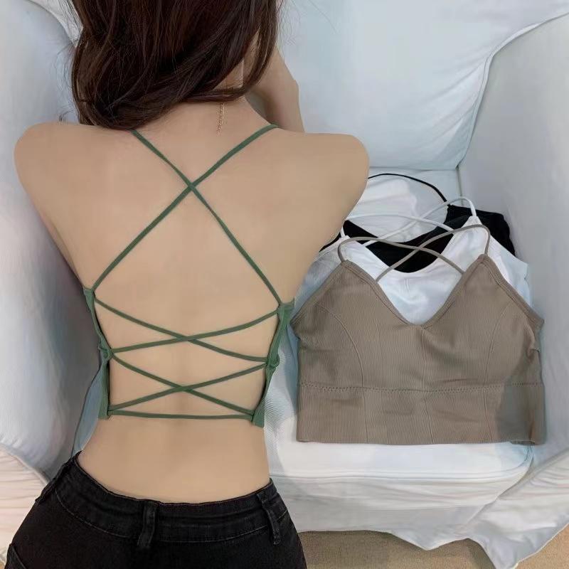 Phụ nữ băng qua dây đeo thể thao áo ngực không dây đẩy lên áo bra liền kề với pad strappy lưng cho phòng tập thể dục thể thao Brassiere Color: Gray 2