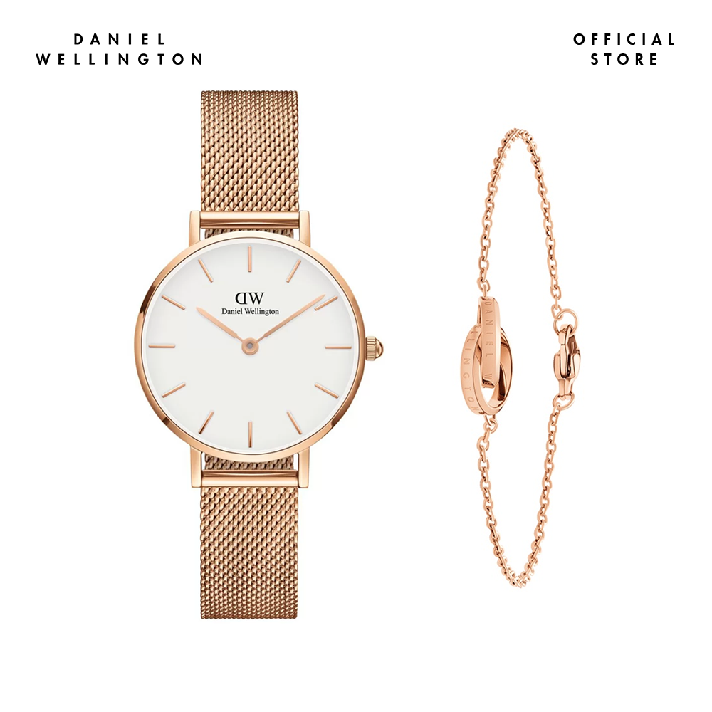 Combo Gift Nữ Daniel Wellington Đồng hồ  Petite Melrose DW00100219 + Vòng tay Elan Unity Bracelet DW00400160