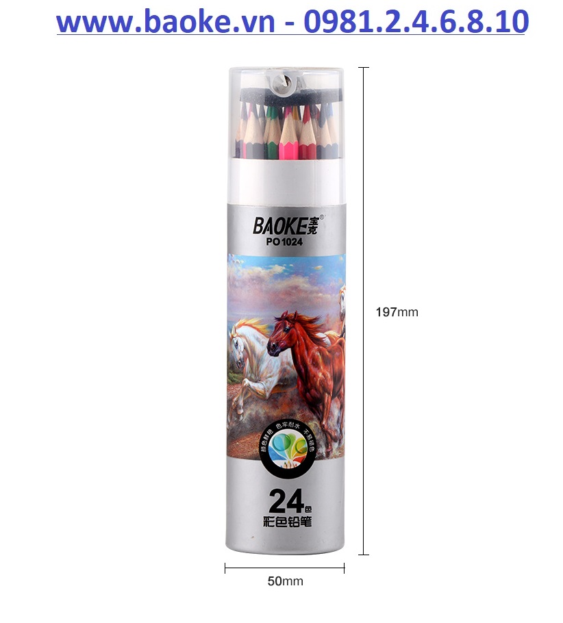 Bút chì 24 màu kèm gọt chì Baoke - PO1024