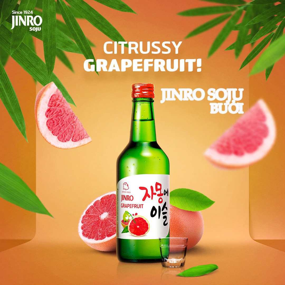Soju Hàn Quốc JINRO VỊ BƯỞI 360ml - Combo 6 chai