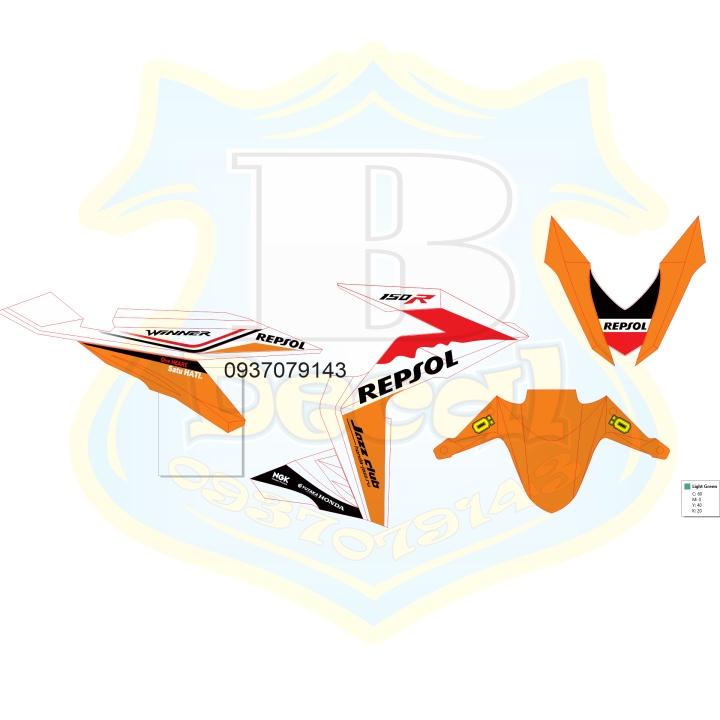 Tem rời dành cho winner Repsol trắng cam
