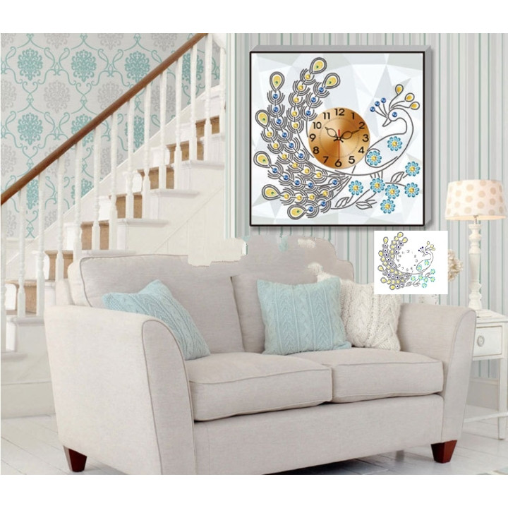 TRANH ĐÍNH ĐÁ ĐỒNG HỒ 55x55cm - TỰ ĐÍNH