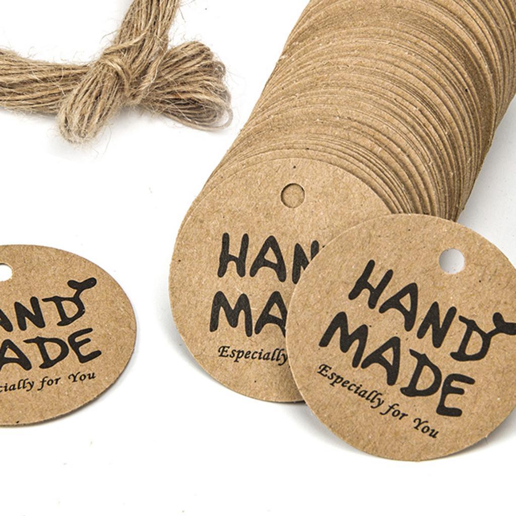 100x Round Kraft Paper Labels for Handmade Wedding party Favor Kraft Paper Tags