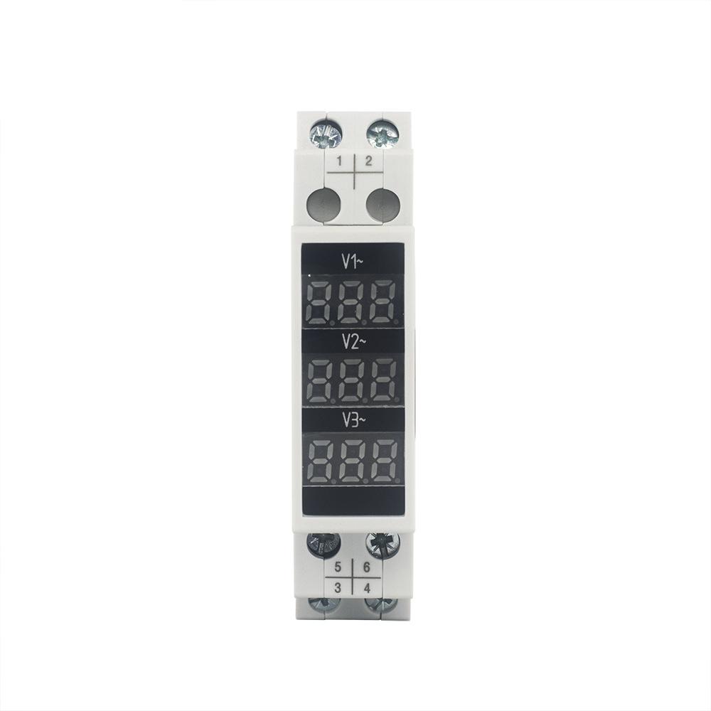 80~500V Three Phase Voltage Meter Modular Voltmeter Gauge 3 LED Digital Display Home Household Voltage Meter