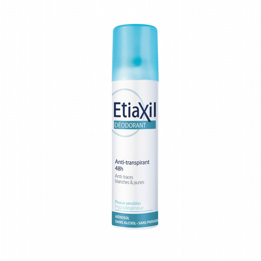 Xịt Khử Mùi Etiaxil Déodorant Anti-Transpirant 48h Anti-Traces Blanches &amp; Jaunes 150ml- AEROSOL