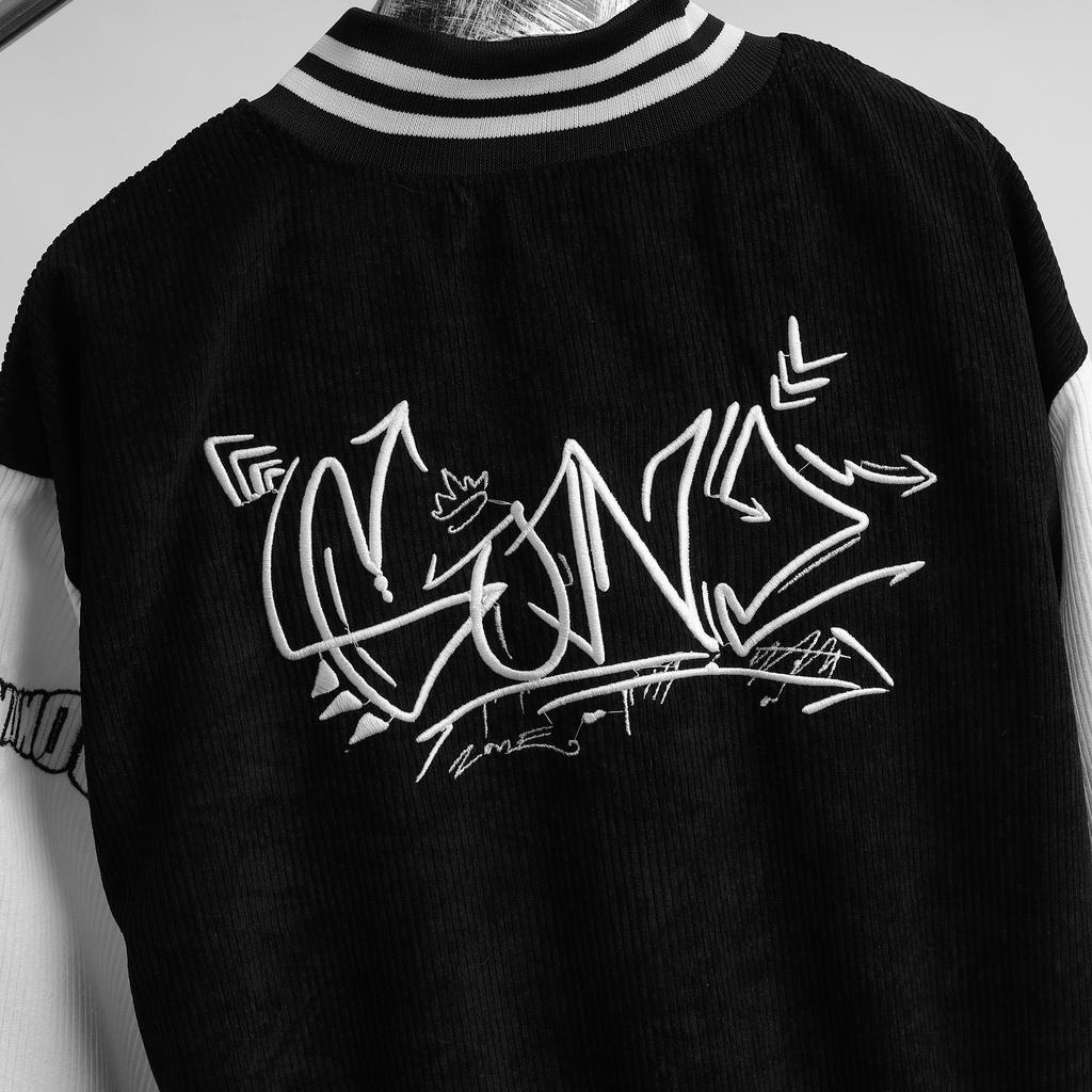 Áo Khóac Form Rộng Nhung Tăm Jacket Varsity Graffiti V3