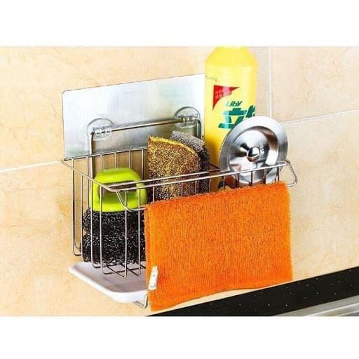 KỆ INOX ĐỰNG ĐỒ RỬA BÁT GẮN TƯỜNG KÈM KHAY HỨNG NƯỚC ( GIA DỤNG 1995 )