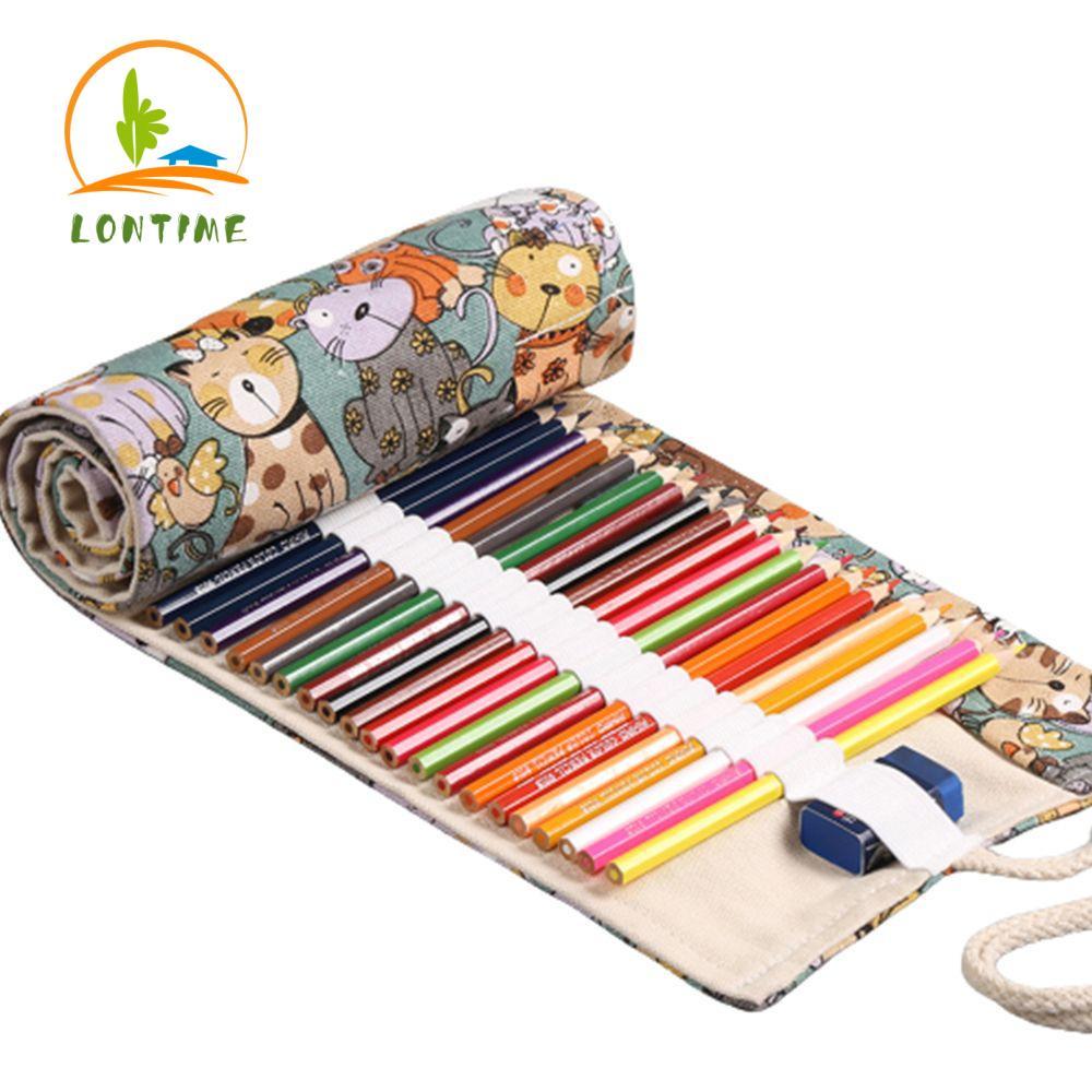 Túi đựng bút bằng vải canvas sức chứa lớn thiết kế dễ thương