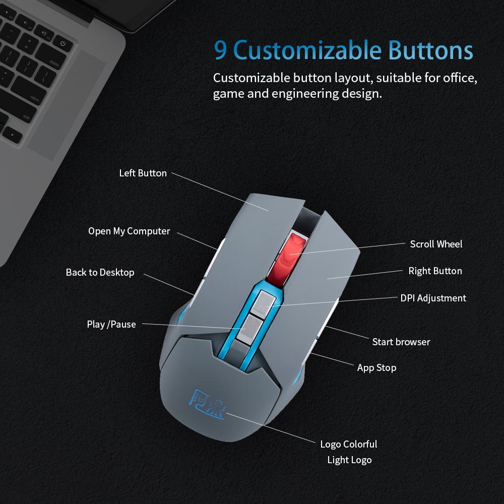 Chuột 9 Nút MOS9T (MOS9X) USB Đa chức năng,có thể Lập trình Loa Micrô USB Flash