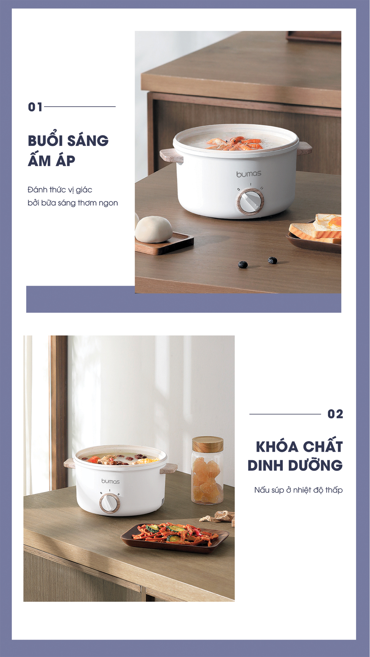 Nồi Lẩu Điện Đa Năng BUMAS K02 - Dung Tích 2.5L, Chống Dính, Nấu Lẩu, Nấu Ăn Đa Năng Cho Gia Đình Hàng chính hãng BUMAS