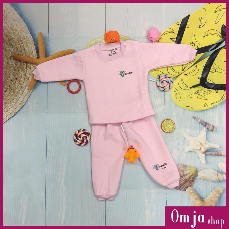 Bộ Quần, Áo Nỉ Xốp Dài Tay, Cúc Bấm Vai Cho Bé 3-12KG
