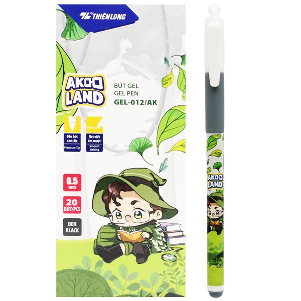 Hộp 20 Bút Gel 0.5 mm - Nhân Vật Akooland Tahi - Thiên Long Gel-012/AK - Mực Đen