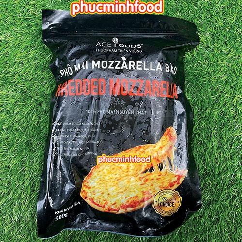 Phô Mai Mozzarella Bào Sợi Bịch Đen Loại 1 gói 500gram dùng làm pizza, lẩu tokbokki...