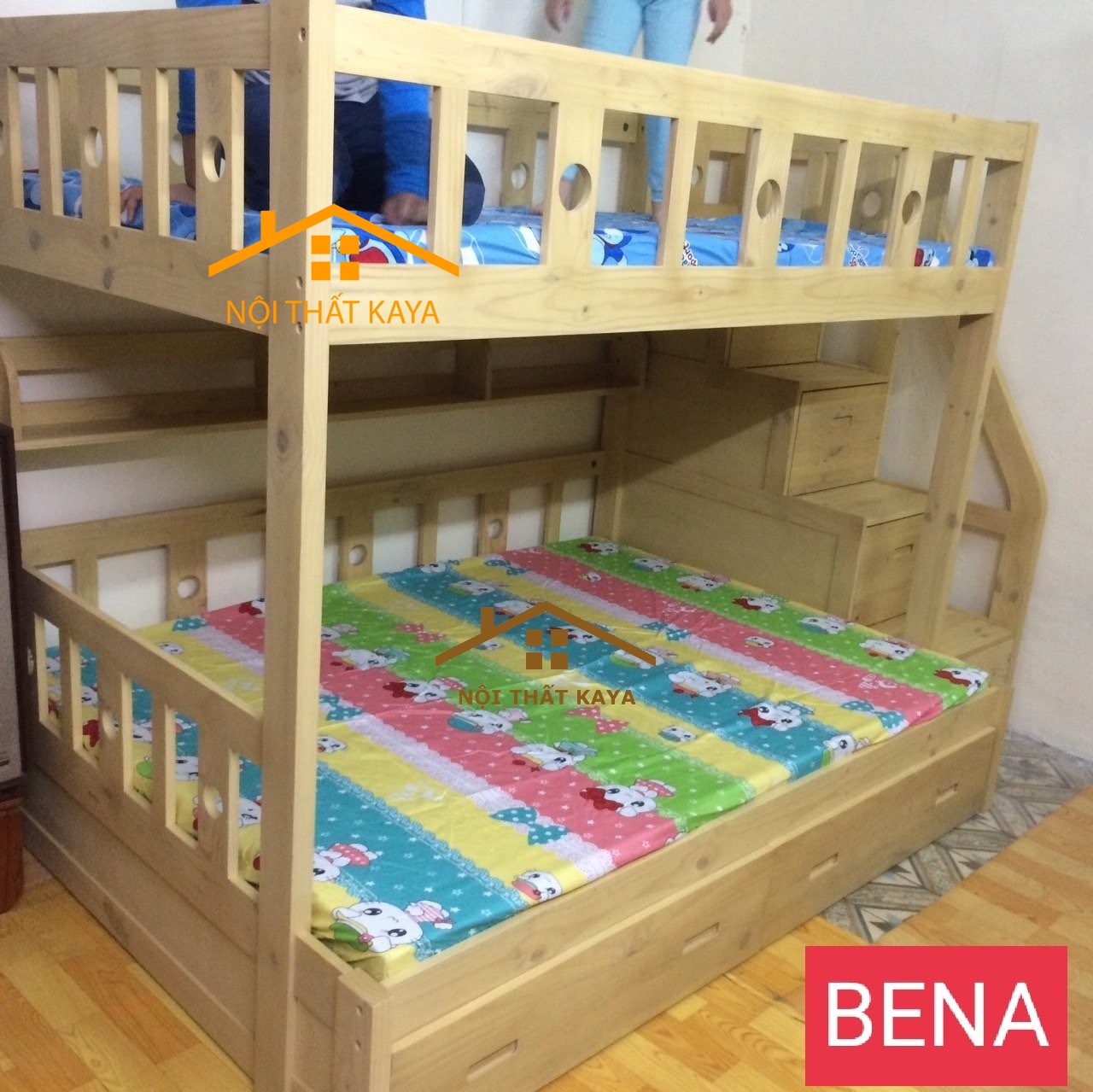 Giường 2 tầng BENA + 2 Hộc Kéo 1m2/1m6