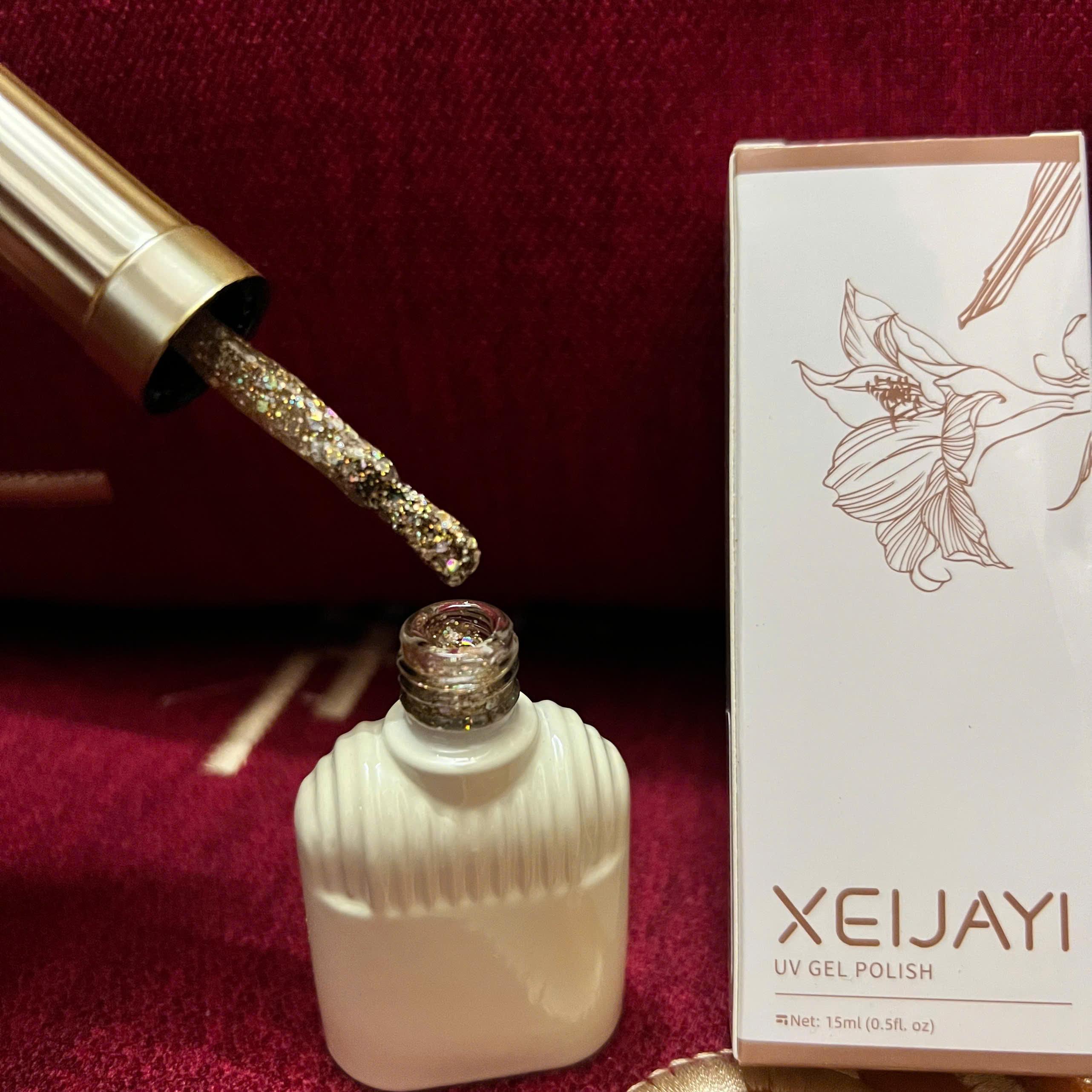 Sơn Gel Nhũ Flash 5D XEIJAYI Siêu Sáng Kim Tuyến Trắng Bạc 5D-01 Nhũ Vàng 5D-05 Lấp Lánh Làm Nail Siêu Hot, Ánh Kim Lấp Lánh, Gel Đặc Mịn Màu Chuẩn
