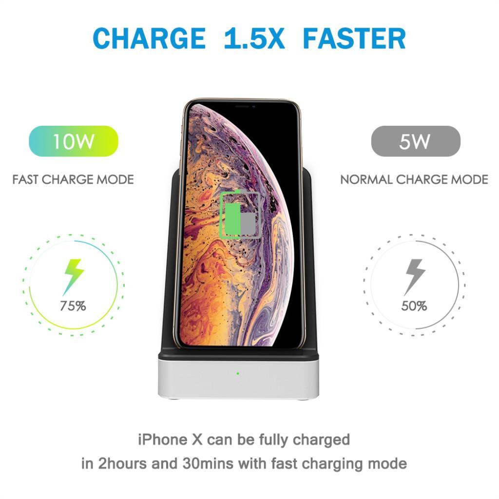 Qi Vertical Wireless Charger Pad Dual Coils Fast Charging Base for Phones