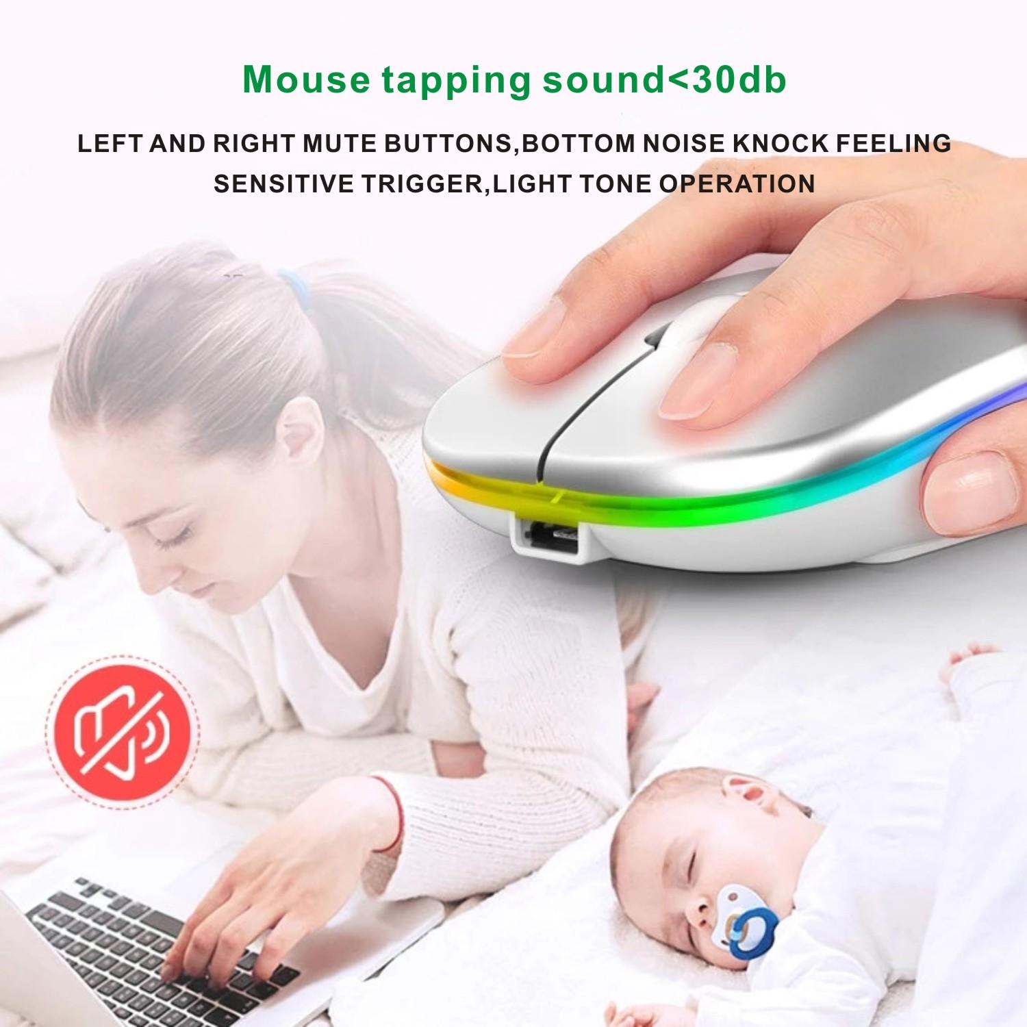 RGB Bluetooth Sạc Thiết Không Dây Mause Cho Macbook Xiaomi Máy Tính Laptop Máy Tính Đèn LED USB Im Lặng Chế Độ Kép Chuột