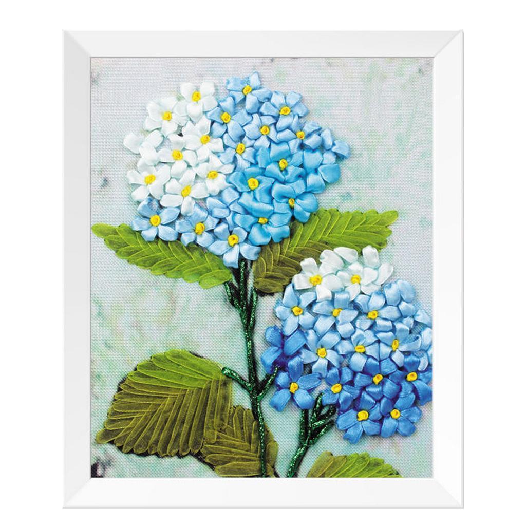 DIY Ribbon Embroidery Kits Handmade Flower Pattern Home Decor Wall Art Craft