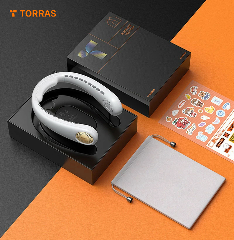 Quạt đeo cổ mini Torras L3 Air không cánh, tích điện, quạt quàng cổ thể thao thông minh rảnh tay, đa năng, không dây