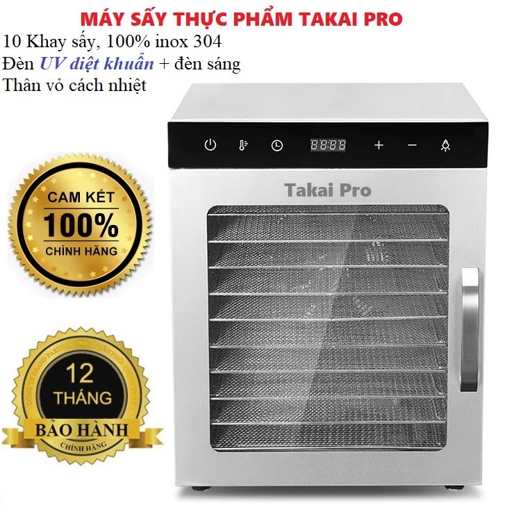 Máy sấy thực phẩm 10 khay TAKAIPRO có đèn UV diệt khuẩn model SS-10H- Thương hiệu Nhật Bản - Hàng nhập khẩu