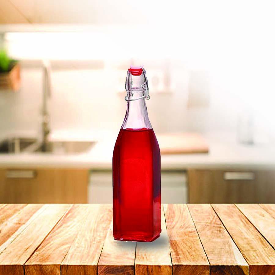 Chai thủy tinh vuông nắp cài kín hơi 500ml