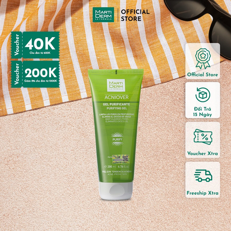 [Hcm][Martiderm] Gel Rửa Mặt Cho Da Dầu Mụn - Martiderm Acniover Purifying Gel (200Ml)