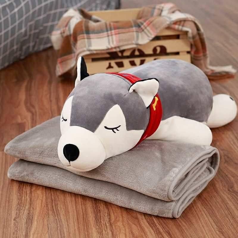 Bộ chăn gối 2 trong 1 hình thú dễ thương ngộ nghĩnh Husky