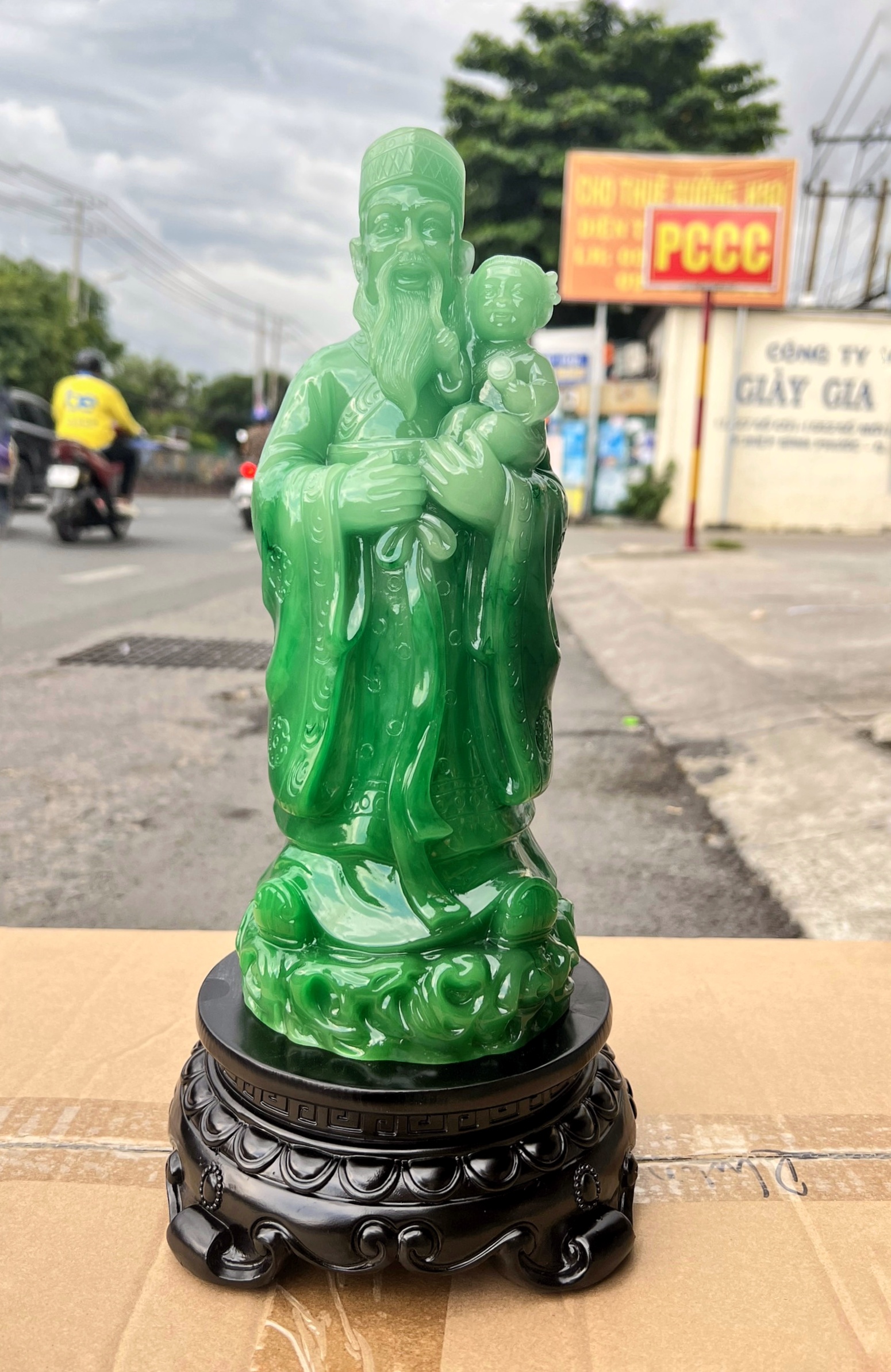 Bộ Tượng Phúc Lộc Thọ Rời Màu Xanh Cao 37cm