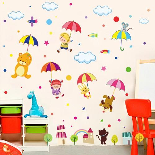Decal dán tường động vật che ô cho bé XL8217