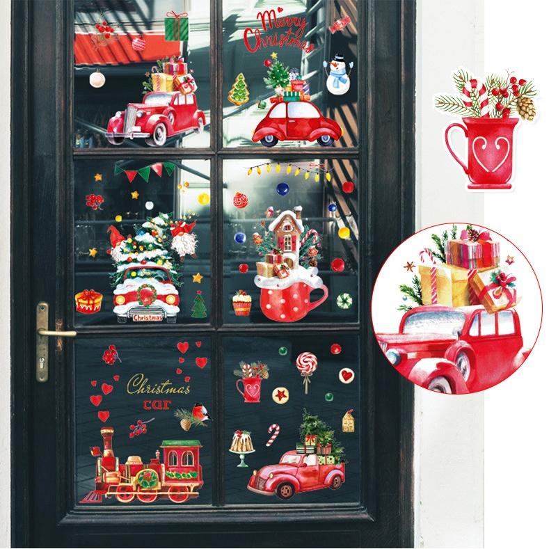 Decal Trang Trí Noel Hai Mặt Hít Tĩnh Điện - XE TẢI QUÀ GIÁNG SINH