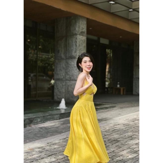 Đầm maxi đũi có mút ngực khoét 2 dây dập ly khoét eo trắng vàng xanh Ivy fashion đi biển dự tiệc dạo phố bigsize gợi c
