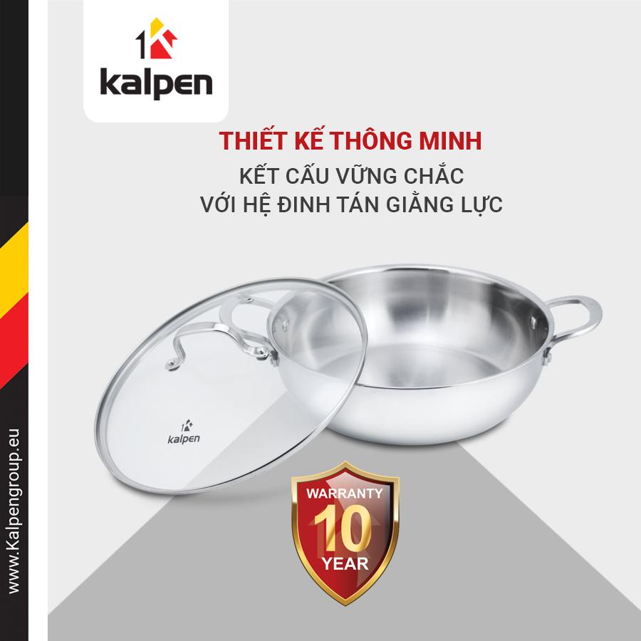 Chảo Lẩu INOX 304 Cao Cấp 3 Lớp Đúc Liền Nguyên Khối KP-8530 Size 30cm Hàng Chính Hãng KALPEN-GIA DỤNG ĐỨC