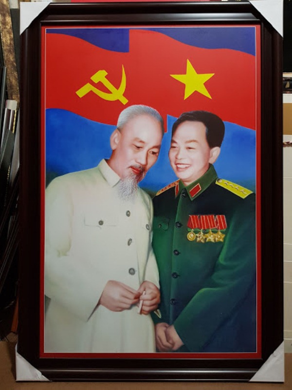 Tranh in dầu cao cấp Bác Hồ & Đại tướng Võ Nguyên Giáp