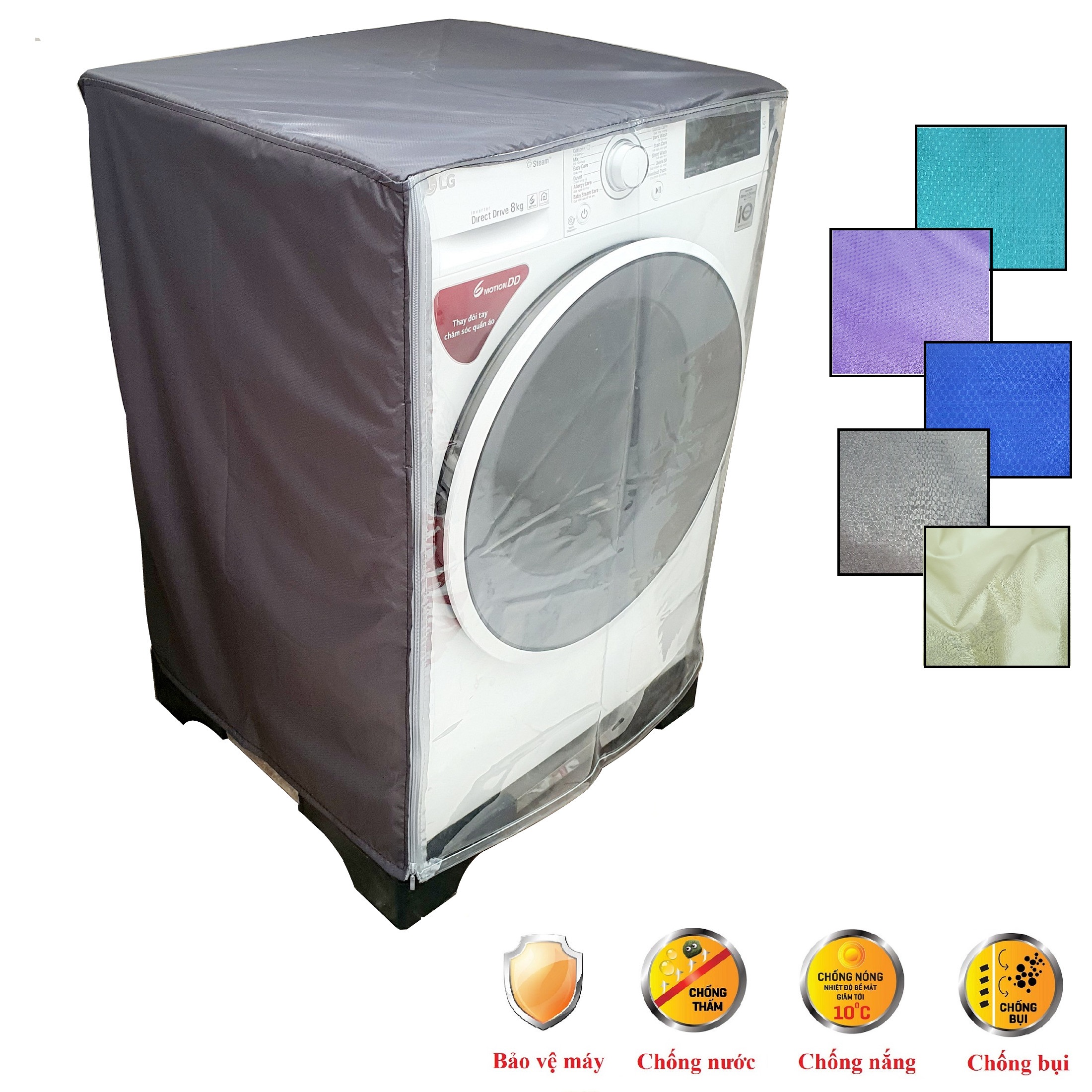 Vỏ bọc máy giặt cửa ngang, áo trùm máy giặt cửa trước chất liệu vải dù chống mưa nắng