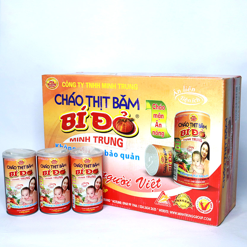 Cháo Thịt Băm Bí Đỏ Minh Trung lốc 3 lon - CTBBD 3