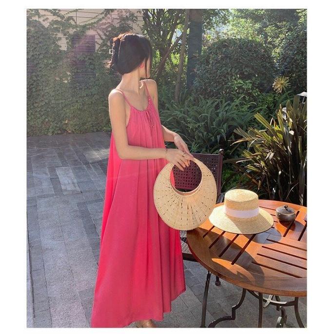ĐẦM MAXI HỒNG 2 DÂY