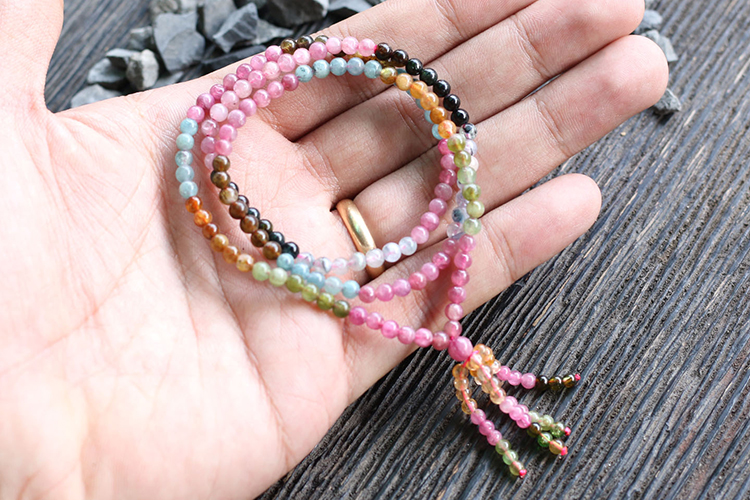 Vòng Chuỗi Tourmaline Đa Sắc 4mm Brazil Ngọc Quý Gemstones GA20
