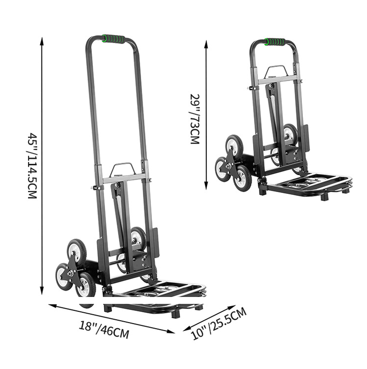 Xe kéo hàng hỗ trợ vận chuyển leo cầu thang 6 bánh gấp gọn tải 200kg Large Capacity Stair Climbing Cart