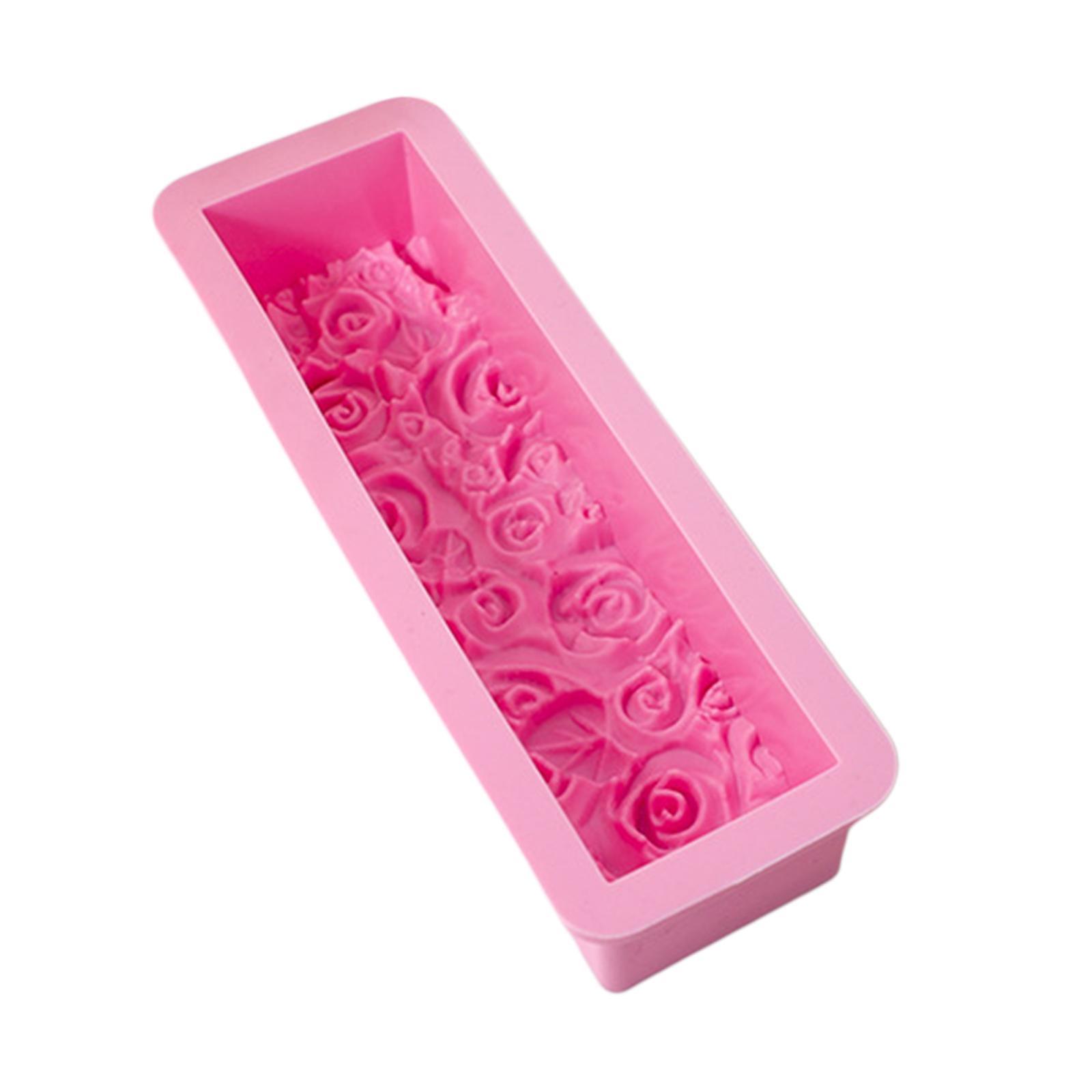 Rose Flower Silicone Loaf Soap  Rectangular Embossed Mould DIY