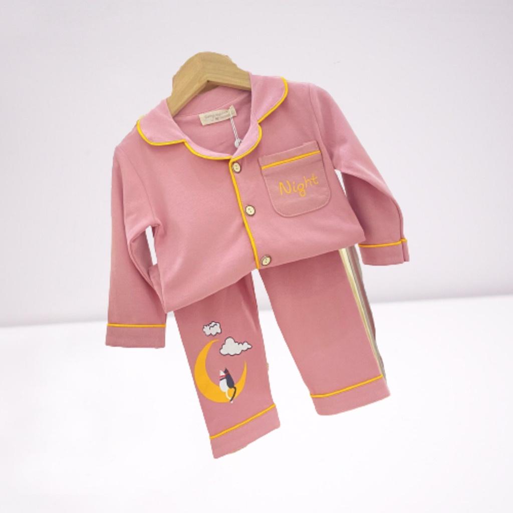 Bộ Đồ Ngủ Dài Tay In Hình Mặt Trăng Night Cho Bé , Đồ Bộ Pijama Cho Bé Trai Bé Gái Từ 6-28kg - ROSY KIDS