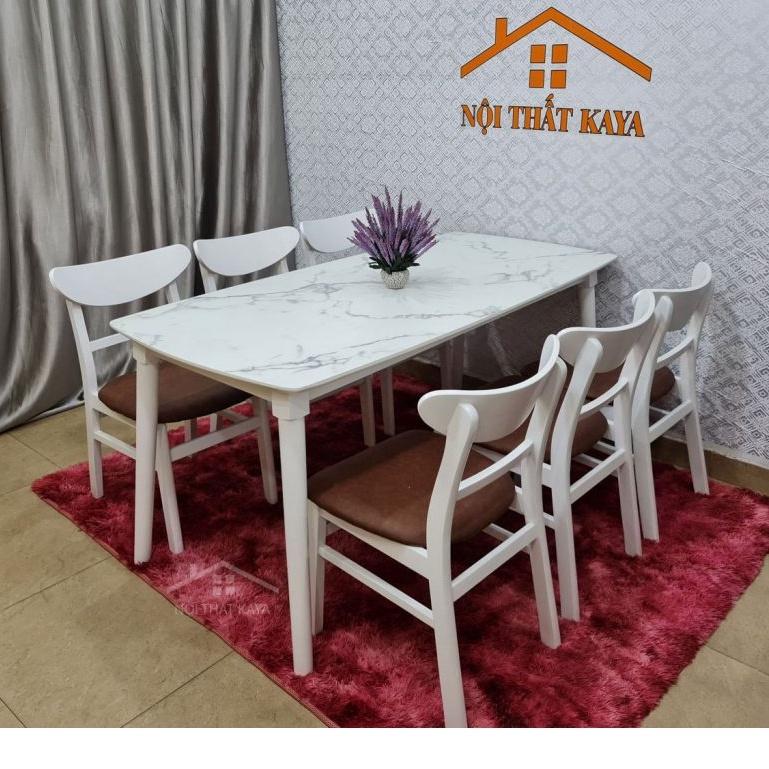 Bộ bàn ăn 6 ghế Lunar giả đá