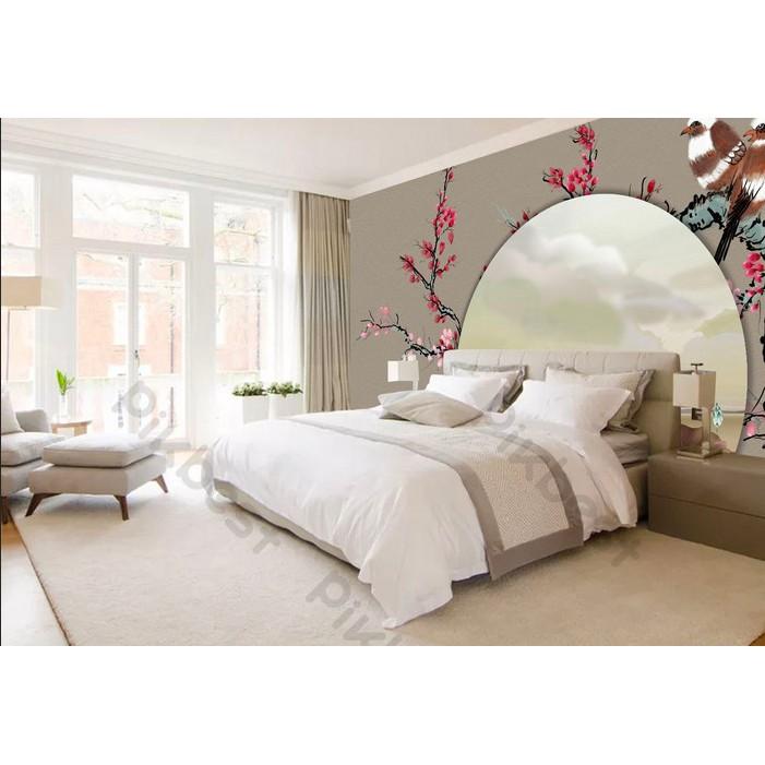 Tranh dán tường Tranh phong cảnh hoa anh đào sang trọng, tranh dán tường 3d hiện đại 742919