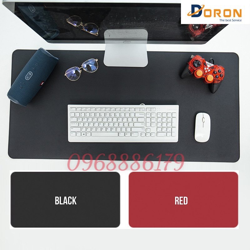 Bàn Di Chuột - Miếng Lót Chuột Cỡ Lớn Doron-HDC01 Size 40x80, 45x90 cm - Kiêm Deskpad Thảm Da, Trải Bàn Làm Việc Chống Nước Dùng Được Hai Mặt - Hàng Nhập Khẩu